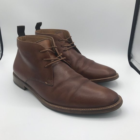 ALDO CHUKKA BOOTS MENS Brown LEATHER UPPER LACE UP - Picture 3 of 10